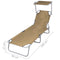 vidaXL - Ligbed - met - luifel - inklapbaar - staal - taupe