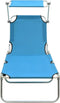 vidaXL - Ligbed - met - luifel - inklapbaar - staal - turquoise - en - blauw