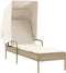vidaXL - Ligbed - met - luifel - poly - rattan - beige