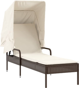 vidaXL - Ligbed - met - luifel - poly - rattan - bruin