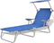 vidaXL - Ligbed - met - luifel - staal - blauw