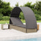 vidaXL - Ligbed - met - rond - dak - 211x57x140 - cm - poly - rattan - grijs
