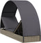 vidaXL - Ligbed - met - rond - dak - 211x57x140 - cm - poly - rattan - grijs