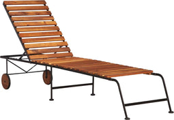 vidaXL - Ligbed - met - stalen - poten - massief - acaciahout