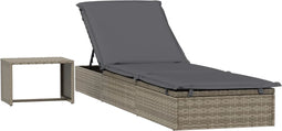 vidaXL - Ligbed - met - tafel - 1 - st - poly - rattan - grijs