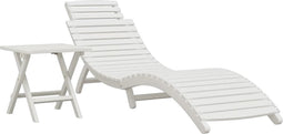 vidaXL - Ligbed - met - tafeltje - massief - acaciahout - wit