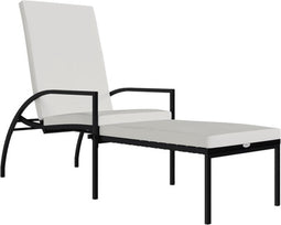 vidaXL - Ligbed - met - voetensteun - polyetheen - rattan - zwart
