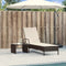 vidaXL - Ligbed - met - wielen - en - kussen - poly - rattan - bruin