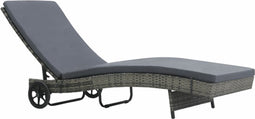 vidaXL - Ligbed - met - wielen - en - kussen - poly - rattan - antraciet