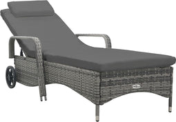vidaXL - Ligbed - met - wielen - poly - rattan - antraciet