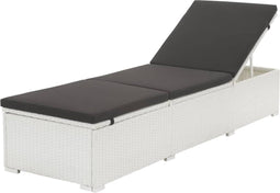 vidaXL - Ligbed - met - zwart - kussen - poly - rattan - wit