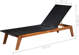 vidaXL - Ligbed - poly - rattan - en - massief - acaciahout
