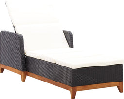 vidaXL - Ligbed - poly - rattan - en - massief - acaciahout - zwart