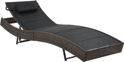 vidaXL - Ligbed - poly - rattan - en - textileen - bruin
