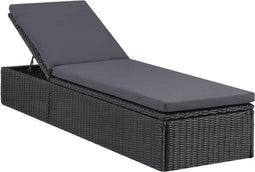 vidaXL - Ligbed - poly - rattan - zwart - en - donkergrijs