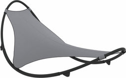 vidaXL - Ligbed - schommelend - met - wieltjes - staal - en - textileen - stof - grijs