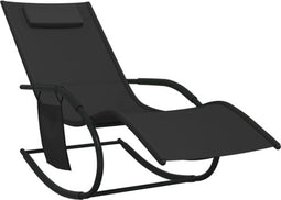 vidaXL - Ligbed - schommelend - staal - en - textileen - zwart