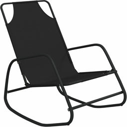 vidaXL - Ligbed - schommelend - staal - en - textileen - zwart