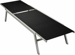 vidaXL - Ligbed - staal - en - textileen - zwart