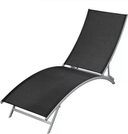 vidaXL - Ligbed - staal - en - textileen - zwart