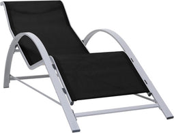 vidaXL - Ligbed - textileen - en - aluminium - zwart