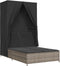 vidaXL - Ligbed - tweepersoons - met - dak - en - gordijn - poly - rattan - grijs