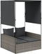 vidaXL - Ligbed - tweepersoons - met - dak - en - gordijn - poly - rattan - grijs