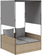 vidaXL - Ligbed - tweepersoons - met - dak - en - gordijn - poly - rattan - beige