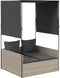 vidaXL - Ligbed - tweepersoons - met - dak - en - gordijn - poly - rattan - lichtgrijs