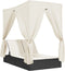vidaXL - Ligbed - tweepersoons - met - dak - en - gordijn - poly - rattan - zwart