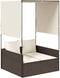 vidaXL - Ligbed - tweepersoons - met - dak - en - gordijn - poly - rattan - bruin