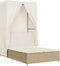 vidaXL - Ligbed - tweepersoons - met - dak - en - gordijn - poly - rattan - beige