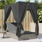 vidaXL - Ligbed - tweepersoons - met - dak - en - gordijn - poly - rattan - lichtgrijs