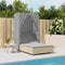 vidaXL - Ligbed - tweepersoons - met - dak - en - gordijn - poly - rattan - beige