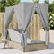 vidaXL - Ligbed - tweepersoons - met - dak - en - gordijn - poly - rattan - beige