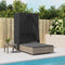 vidaXL - Ligbed - tweepersoons - met - dak - en - gordijn - poly - rattan - grijs