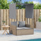 vidaXL - Ligbed - tweepersoons - met - dak - en - gordijn - poly - rattan - beige