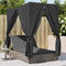 vidaXL - Ligbed - tweepersoons - met - dak - en - gordijn - poly - rattan - grijs