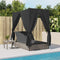vidaXL - Ligbed - tweepersoons - met - dak - en - gordijn - poly - rattan - grijs