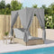 vidaXL - Ligbed - tweepersoons - met - dak - en - gordijn - poly - rattan - beige