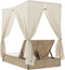vidaXL - Ligbed - tweepersoons - met - dak - en - gordijn - poly - rattan - beige