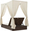 vidaXL - Ligbed - tweepersoons - met - dak - en - gordijn - poly - rattan - bruin