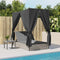 vidaXL - Ligbed - tweepersoons - met - dak - en - gordijn - poly - rattan - lichtgrijs
