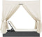 vidaXL - Ligbed - tweepersoons - met - dak - en - gordijn - poly - rattan - zwart