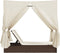 vidaXL - Ligbed - tweepersoons - met - dak - en - gordijn - poly - rattan - bruin