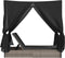 vidaXL - Ligbed - tweepersoons - met - dak - en - gordijn - poly - rattan - grijs