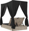 vidaXL - Ligbed - tweepersoons - met - dak - en - gordijn - poly - rattan - lichtgrijs