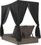 vidaXL - Ligbed - tweepersoons - met - dak - en - gordijn - poly - rattan - grijs