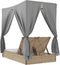 vidaXL - Ligbed - tweepersoons - met - dak - en - gordijn - poly - rattan - beige