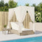 vidaXL - Ligbed - tweepersoons - met - dak - en - gordijn - poly - rattan - beige